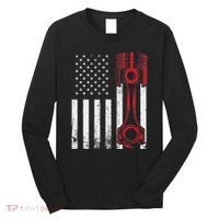 Car Enthusiast American Flag Piston Muscle Car Long Sleeve Shirt thumb 0