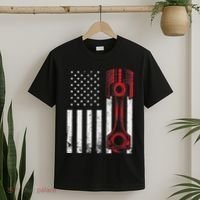 Car Enthusiast American Flag Piston Muscle Car T-Shirt thumb 2