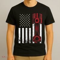 Car Enthusiast American Flag Piston Muscle Car T-Shirt thumb 3