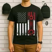 Car Enthusiast American Flag Piston Muscle Car T-Shirt thumb 6