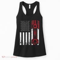 Car Enthusiast American Flag Piston Muscle Car Women's Tank Top thumb 0