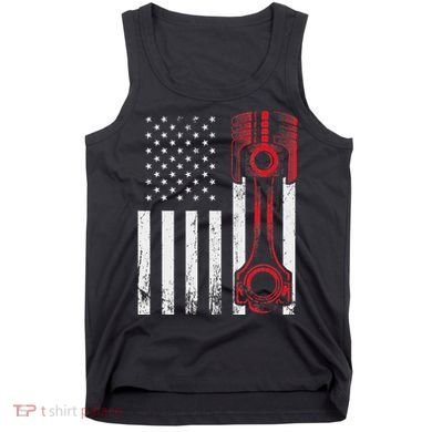 Car Enthusiast American Flag Piston Muscle Car Tank Top
