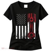 Car Enthusiast American Flag Piston Muscle Car Women's T-Shirt thumb 0