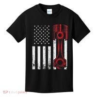 Car Enthusiast American Flag Piston Muscle Car Kids T-Shirt thumb 0