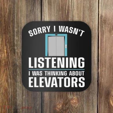 Cool Elevator Art Wo Inspector Mechanic Maintenance Coaster