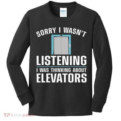 Cool Elevator Art Wo Inspector Mechanic Maintenance Kids Long Sleeve Shirt