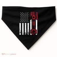 Car Enthusiast American Flag Piston Muscle Car Gift USA-Made Doggie Bandana thumb 0