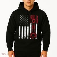 Car Enthusiast American Flag Piston Muscle Car Gift Hoodie thumb 2