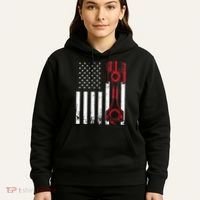Car Enthusiast American Flag Piston Muscle Car Gift Hoodie thumb 5