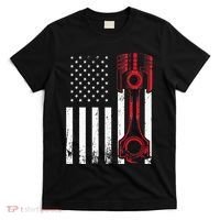 Car Enthusiast American Flag Piston Muscle Car Gift T-Shirt thumb 0