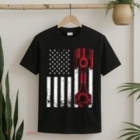Car Enthusiast American Flag Piston Muscle Car Gift T-Shirt thumb 2