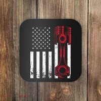 Car Enthusiast American Flag Piston Muscle Car Gift Coaster thumb 0