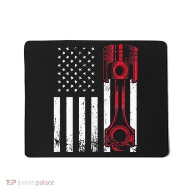 Car Enthusiast American Flag Piston Muscle Car Gift Mousepad