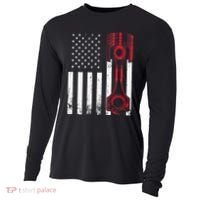 Car Enthusiast American Flag Piston Muscle Car Gift Cooling Performance Long Sleeve Crew thumb 0