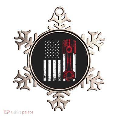 Car Enthusiast American Flag Piston Muscle Car Gift Ornament