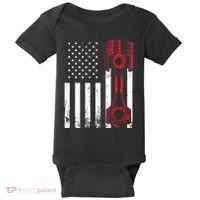 Car Enthusiast American Flag Piston Muscle Car Gift Baby Bodysuit thumb 0