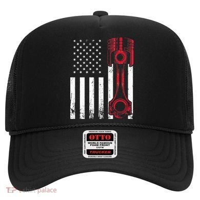 Car Enthusiast American Flag Piston Muscle Car Gift Hat