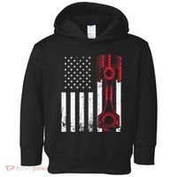 Car Enthusiast American Flag Piston Muscle Car Gift Toddler Hoodie thumb 0