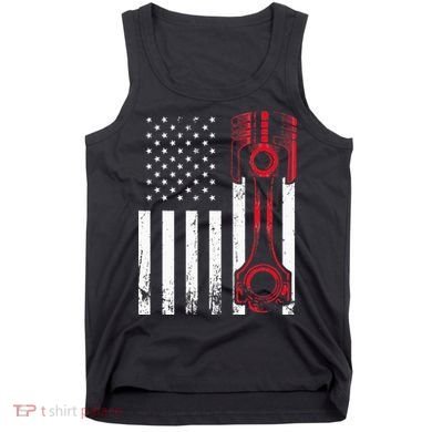 Car Enthusiast American Flag Piston Muscle Car Gift Tank Top