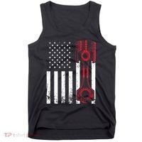 Car Enthusiast American Flag Piston Muscle Car Gift Tank Top thumb 0