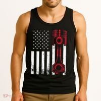 Car Enthusiast American Flag Piston Muscle Car Gift Tank Top thumb 3