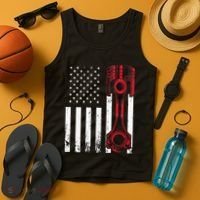 Car Enthusiast American Flag Piston Muscle Car Gift Tank Top thumb 4