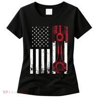 Car Enthusiast American Flag Piston Muscle Car Gift Women's T-Shirt thumb 0
