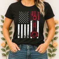 Car Enthusiast American Flag Piston Muscle Car Gift Women's T-Shirt thumb 2
