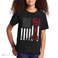 Car Enthusiast American Flag Piston Muscle Car Gift Kids T-Shirt thumb 2