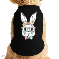 Cute Easter Bunny Pastel Tie Dye Bow Tie Glasses Doggie Tank thumb 0