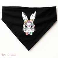 Cute Easter Bunny Pastel Tie Dye Bow Tie Glasses USA-Made Doggie Bandana thumb 0