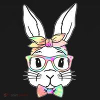 Cute Easter Bunny Pastel Tie Dye Bow Tie Glasses Hoodie thumb 2