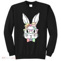 Cute Easter Bunny Pastel Tie Dye Bow Tie Glasses Sweatshirt thumb 0