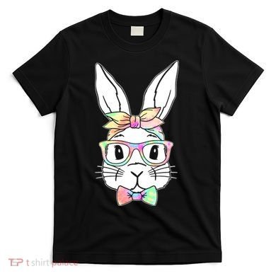 Cute Easter Bunny Pastel Tie Dye Bow Tie Glasses T-Shirt