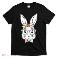 Cute Easter Bunny Pastel Tie Dye Bow Tie Glasses T-Shirt thumb 0
