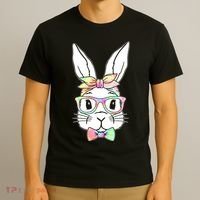 Cute Easter Bunny Pastel Tie Dye Bow Tie Glasses T-Shirt thumb 3
