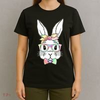 Cute Easter Bunny Pastel Tie Dye Bow Tie Glasses T-Shirt thumb 4