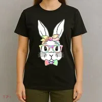 Cute Easter Bunny Pastel Tie Dye Bow Tie Glasses T-Shirt thumb 4