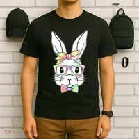 Cute Easter Bunny Pastel Tie Dye Bow Tie Glasses T-Shirt thumb 6
