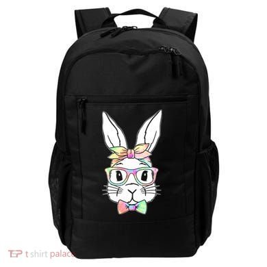 Cute Easter Bunny Pastel Tie Dye Bow Tie Glasses Backpack