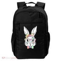 Cute Easter Bunny Pastel Tie Dye Bow Tie Glasses Backpack thumb 0