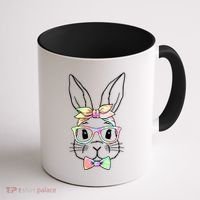 Cute Easter Bunny Pastel Tie Dye Bow Tie Glasses Coffee Mug thumb 1