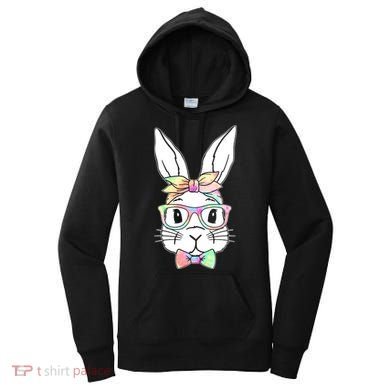 Cute Easter Bunny Pastel Tie Dye Bow Tie Glasses Women's Hoodie