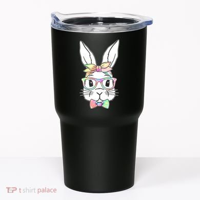 Cute Easter Bunny Pastel Tie Dye Bow Tie Glasses Tumbler