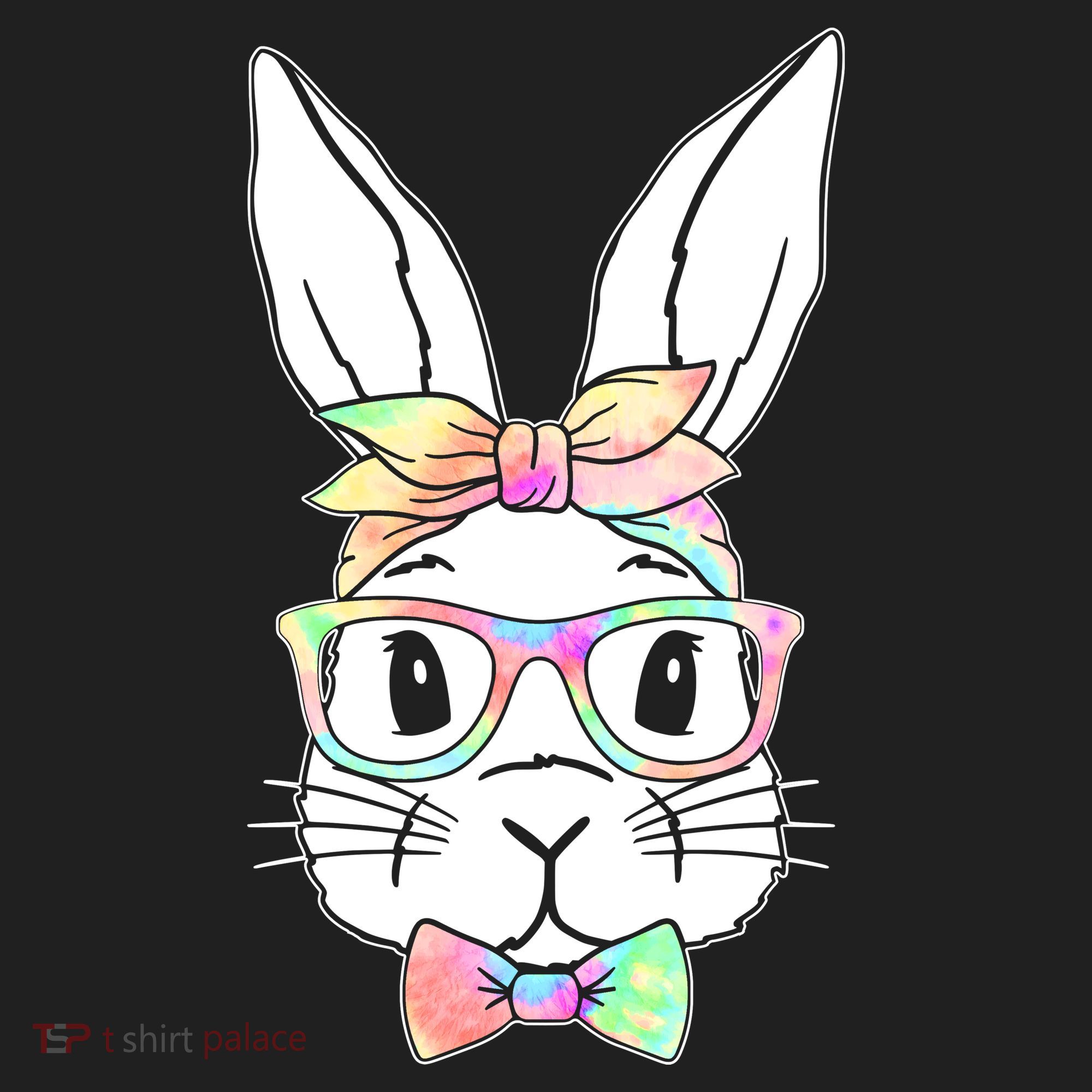 Cute Easter Bunny Pastel Tie Dye Bow Tie Glasses Tumbler