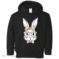 Cute Easter Bunny Pastel Tie Dye Bow Tie Glasses Toddler Hoodie thumb 0