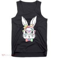 Cute Easter Bunny Pastel Tie Dye Bow Tie Glasses Tank Top thumb 0
