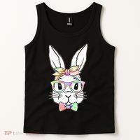 Cute Easter Bunny Pastel Tie Dye Bow Tie Glasses Tank Top thumb 2