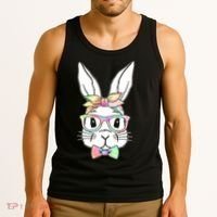 Cute Easter Bunny Pastel Tie Dye Bow Tie Glasses Tank Top thumb 3