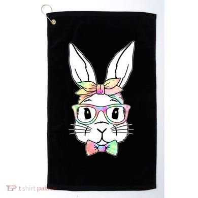 Cute Easter Bunny Pastel Tie Dye Bow Tie Glasses Golf Towel